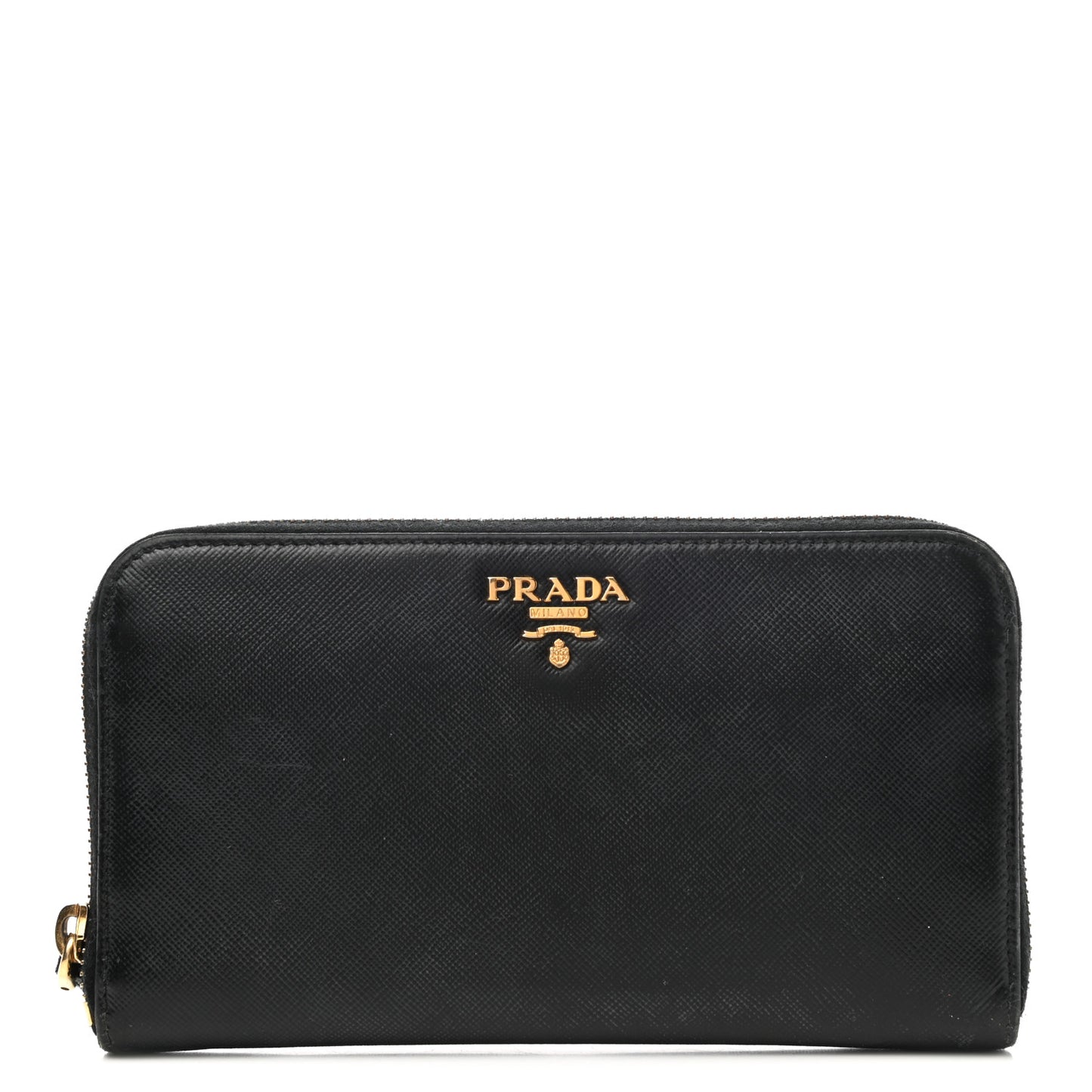 Saffiano Metal Zip Around Wallet Black