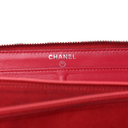 Chanel Lambskin Quilted Zip Around Wallet Dark Pink 7 of 9
