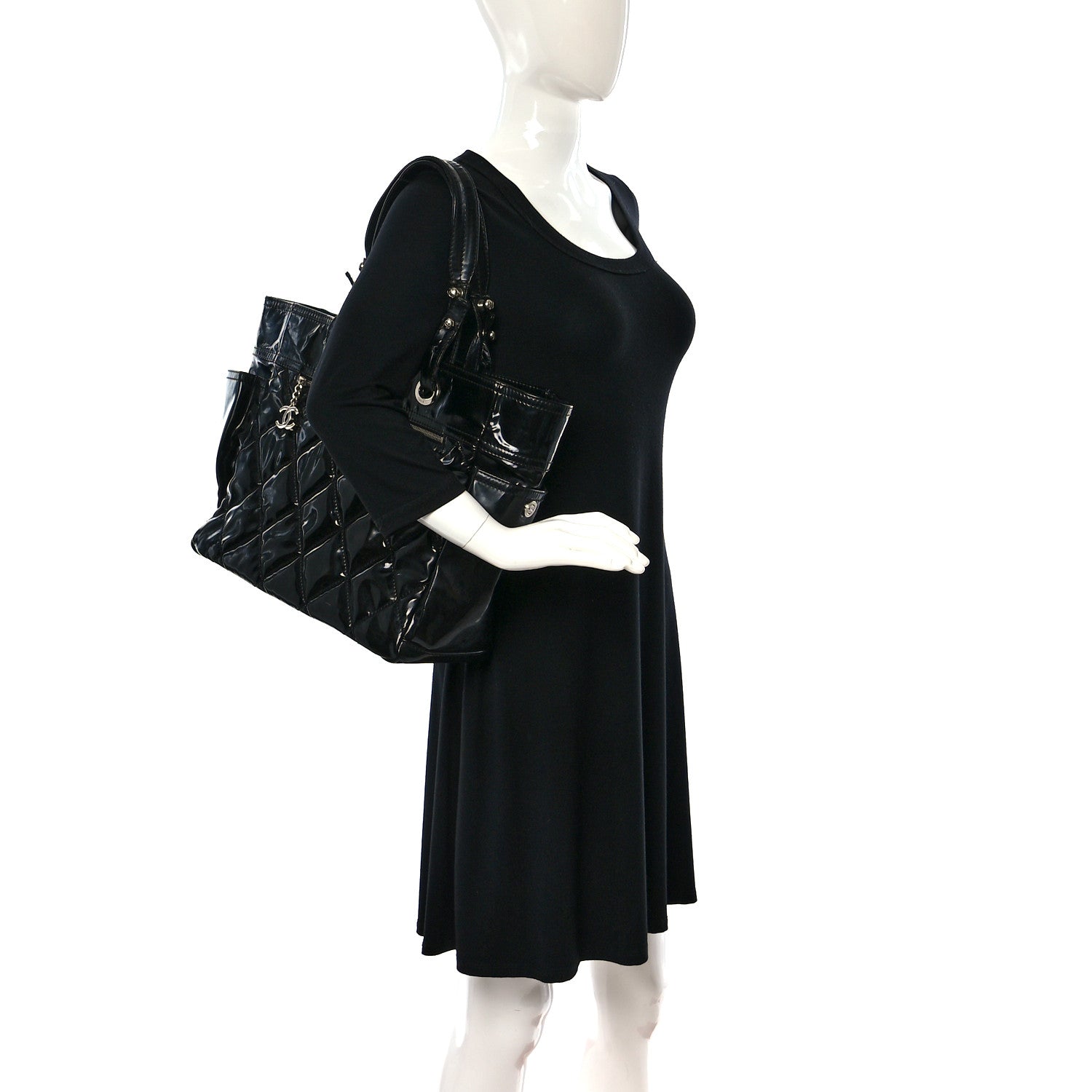 Chanel Vinyl Quilted Large Paris Biarritz Tote Black 2 of 17