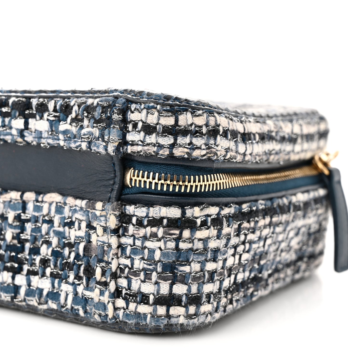 Tweed Snakeskin Quilted Medium CC Filigree Vanity Case Dark Navy