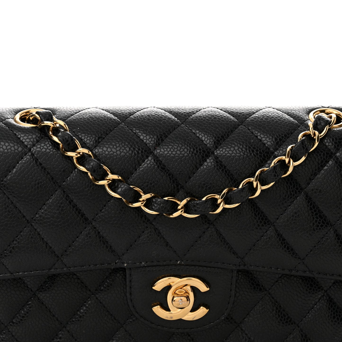 Caviar Quilted Small Double Flap Black