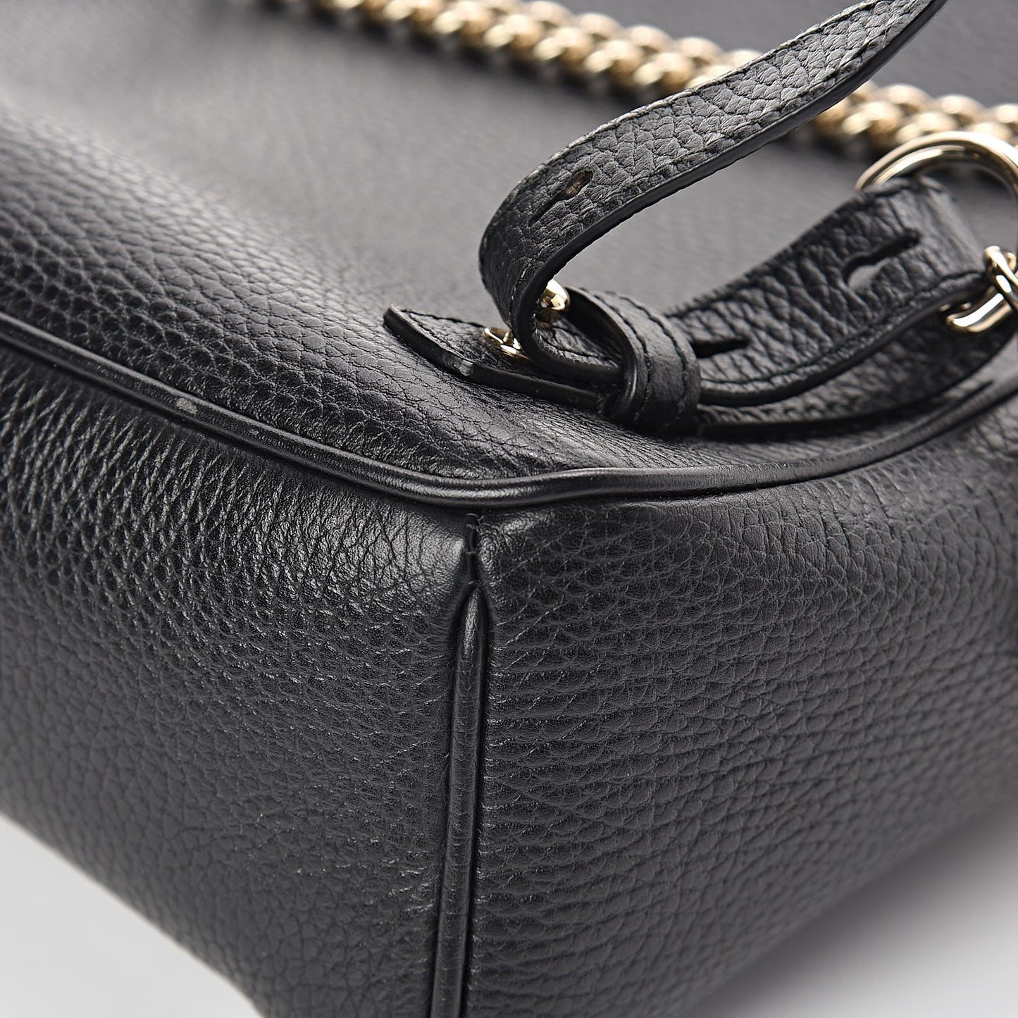 Pebbled Calfskin Soho Chain Backpack Black