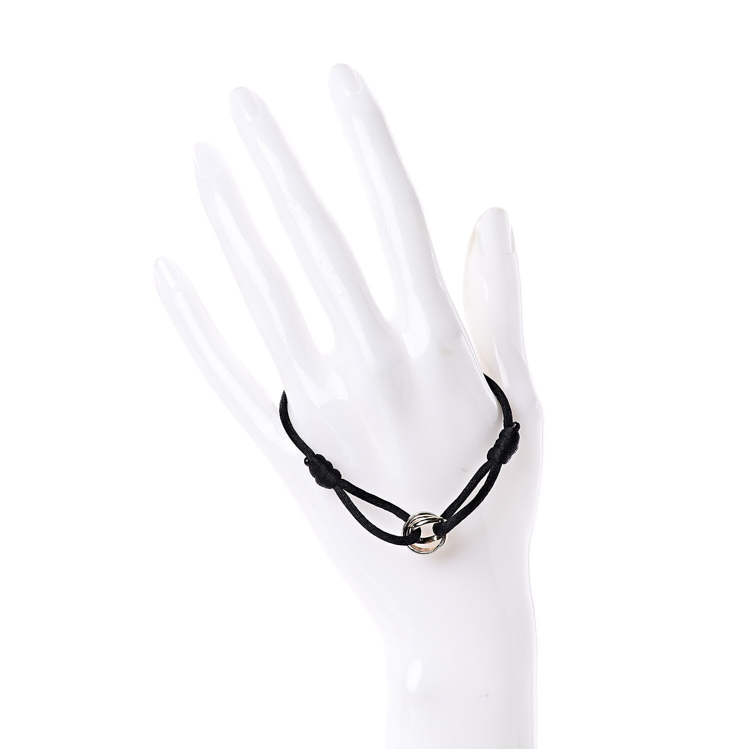 Cartier 18K Pink Yellow White Gold Trinity Adjustable Cord Bracelet Black 2 of 6