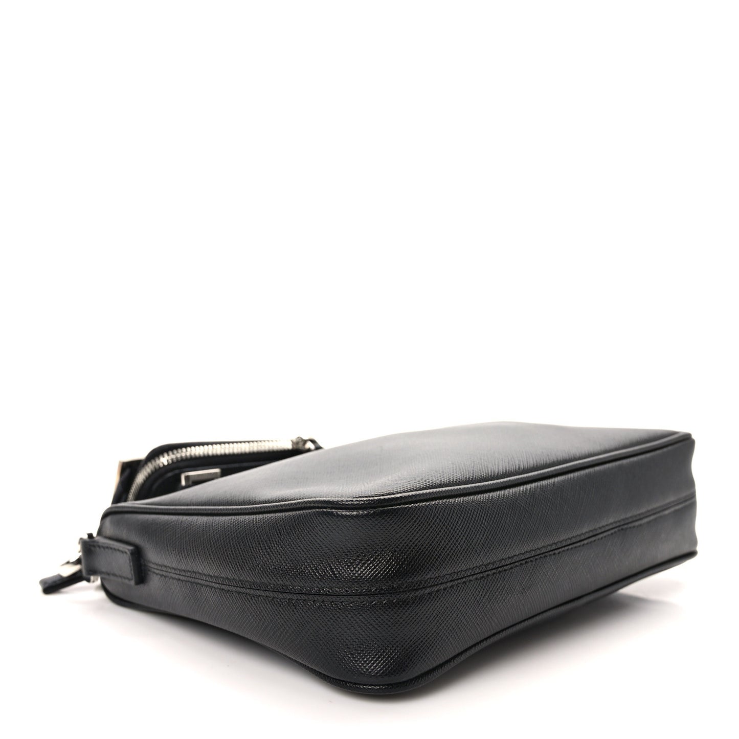 Saffiano Travel Pocket Zippered Shoulder Bag Black