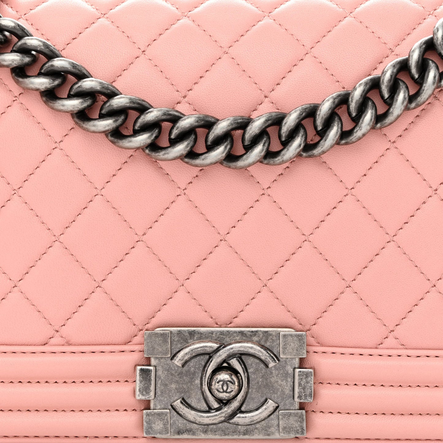 Calfskin Quilted Medium Boy Flap Light Pink