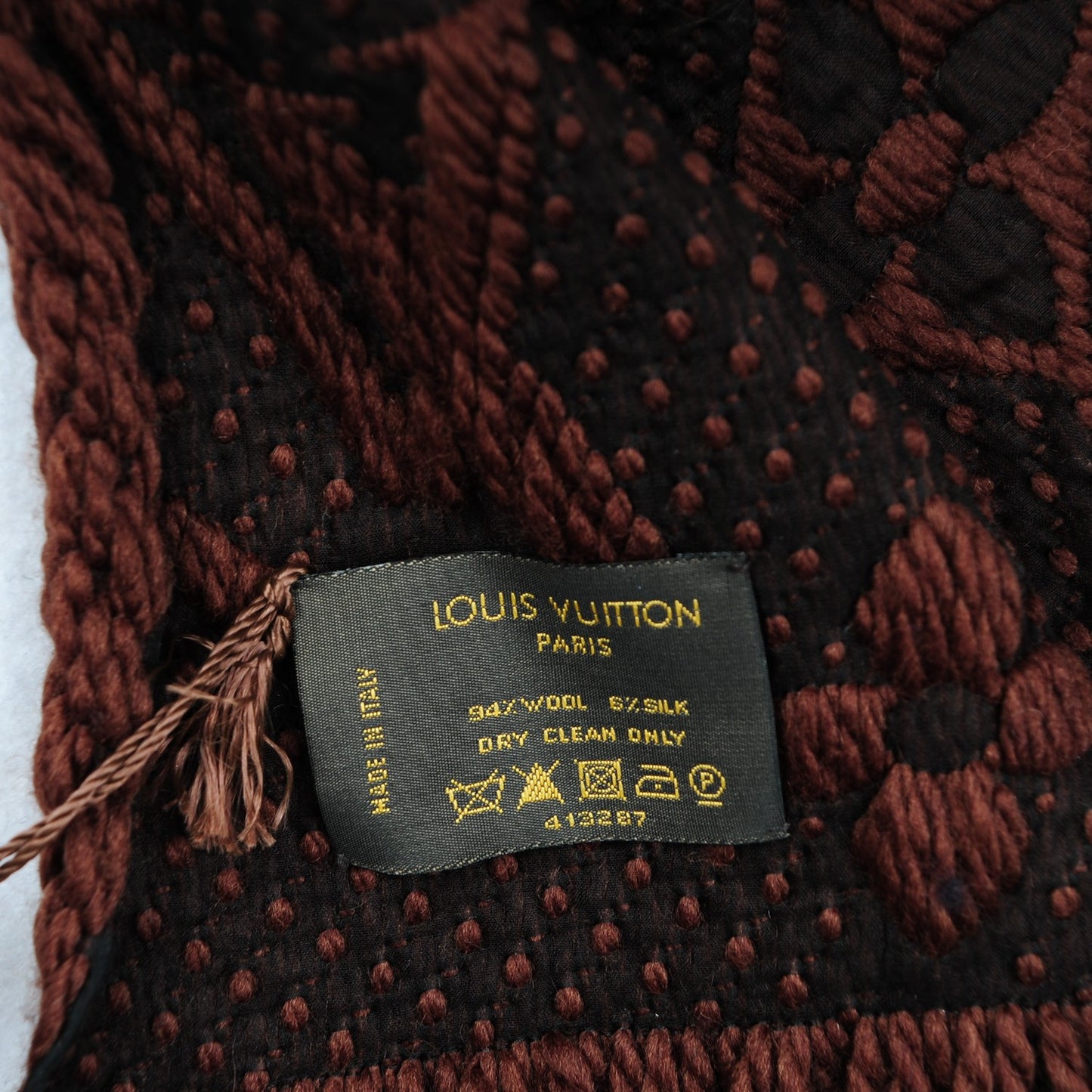 Wool Silk Logomania Scarf Marron