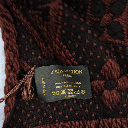 Louis Vuitton Wool Silk Logomania Scarf Marron 4 of 4