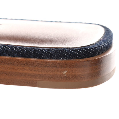 Hermes Calfskin Denim Oran Sandals 38.5 Bleu Brut Gold 11 of 13