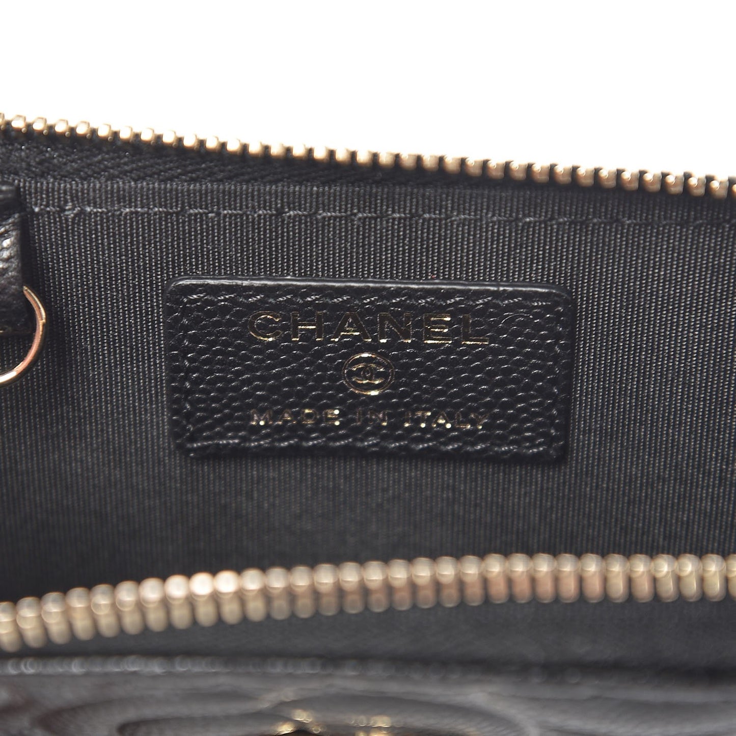 Caviar Camellia Embossed Key Holder Case Black
