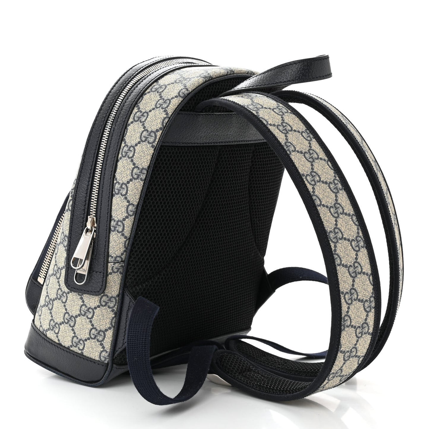 GG Supreme Monogram Textured Dollar Calfskin Web Small Ophidia Day Backpack Beige Ebony Fluorescent Fuchsia
