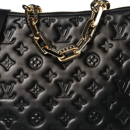 Louis Vuitton Lambskin Embossed Monogram Coussin Hobo MM Black 8 of 12