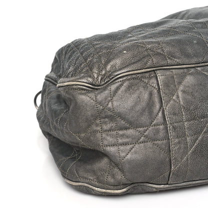 Christian Dior Metallic Lambskin Cannage Drawstring Bag Grey 8 of 10