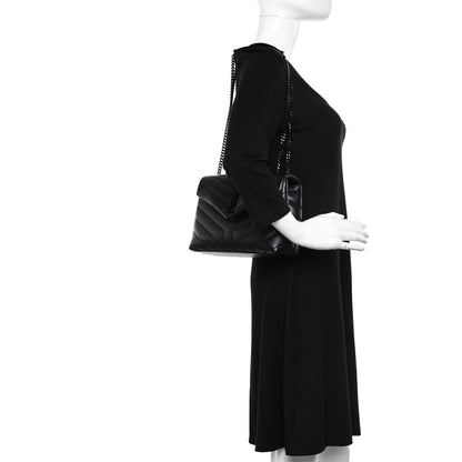 Saint Laurent Calfskin Y Quilted Monogram Monochrome Small Loulou Chain Satchel Black 2 of 13