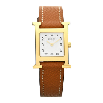 Hermes Stainless Steel Epsom 21mm Heure H Hour Quartz Watch Gold 1 of 5