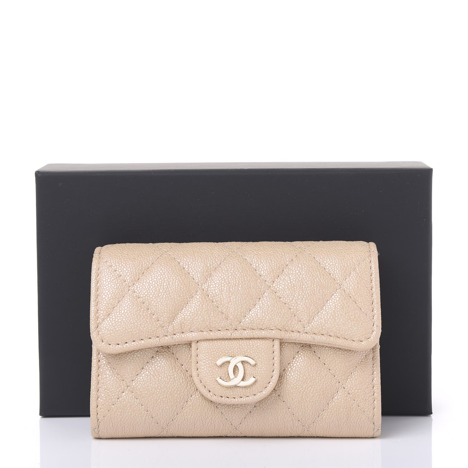 Chanel Iridescent Caviar Quilted Flap Card Holder Beige 12 of 12