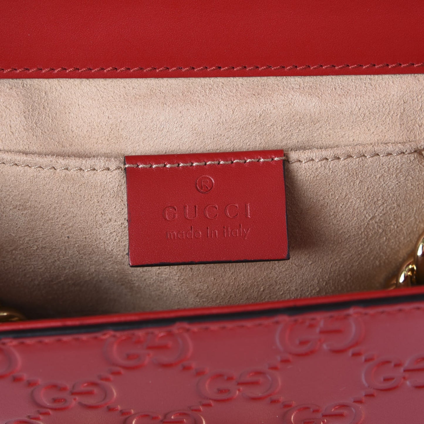 Guccissima Small Padlock Shoulder Bag Hibiscus Red