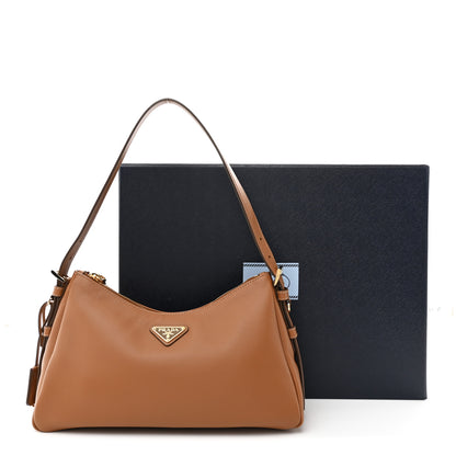 Prada Soft Calfskin Medium Aimee Shoulder Bag Caramel 11 of 11