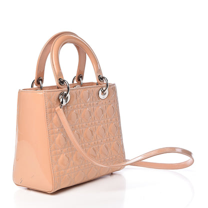 Christian Dior Patent Cannage Medium Lady Dior Beige 3 of 24