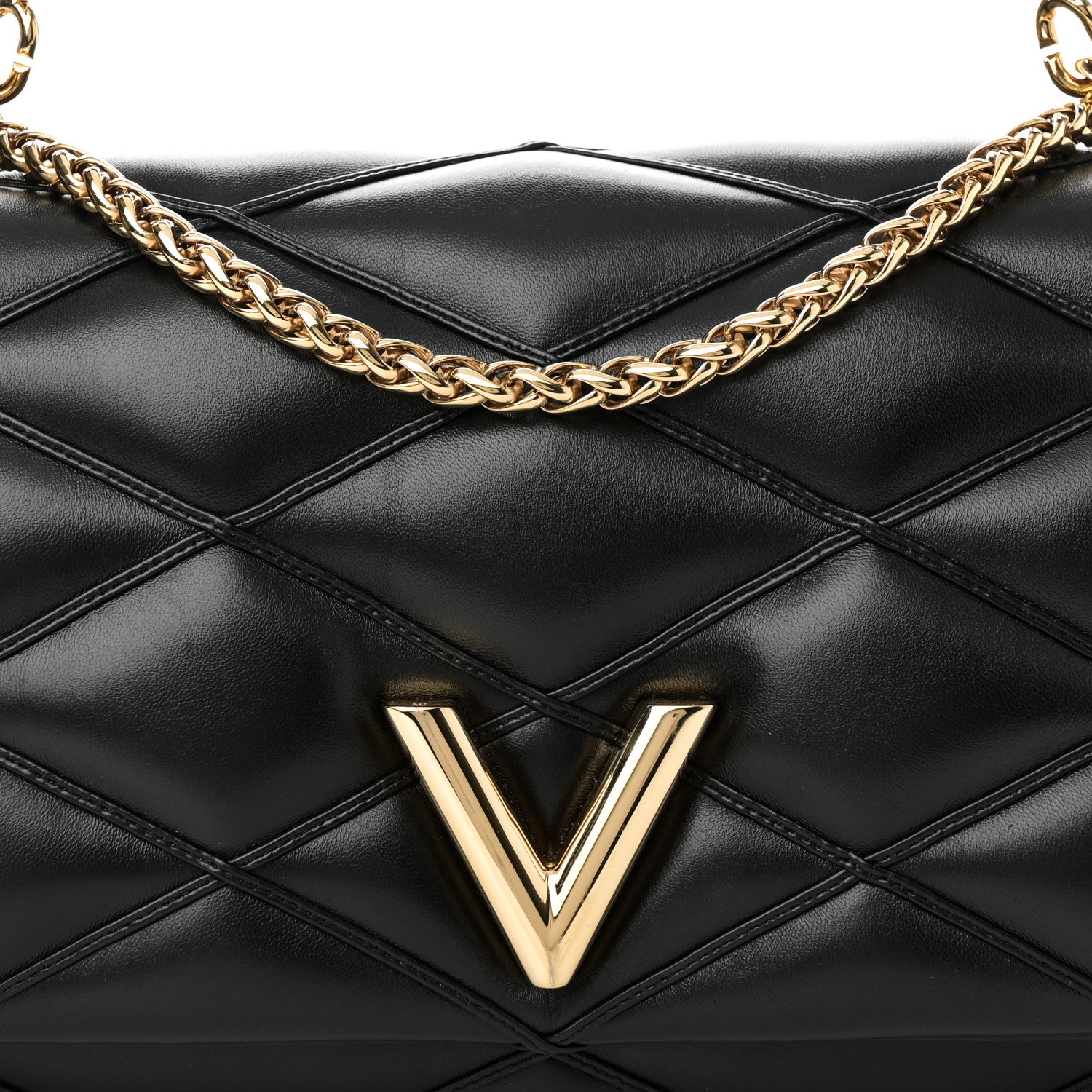 Louis Vuitton Lambskin Malletage Top Handle GO-14 GM Black 8 of 10