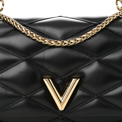 Louis Vuitton Lambskin Malletage Top Handle GO-14 GM Black 8 of 10