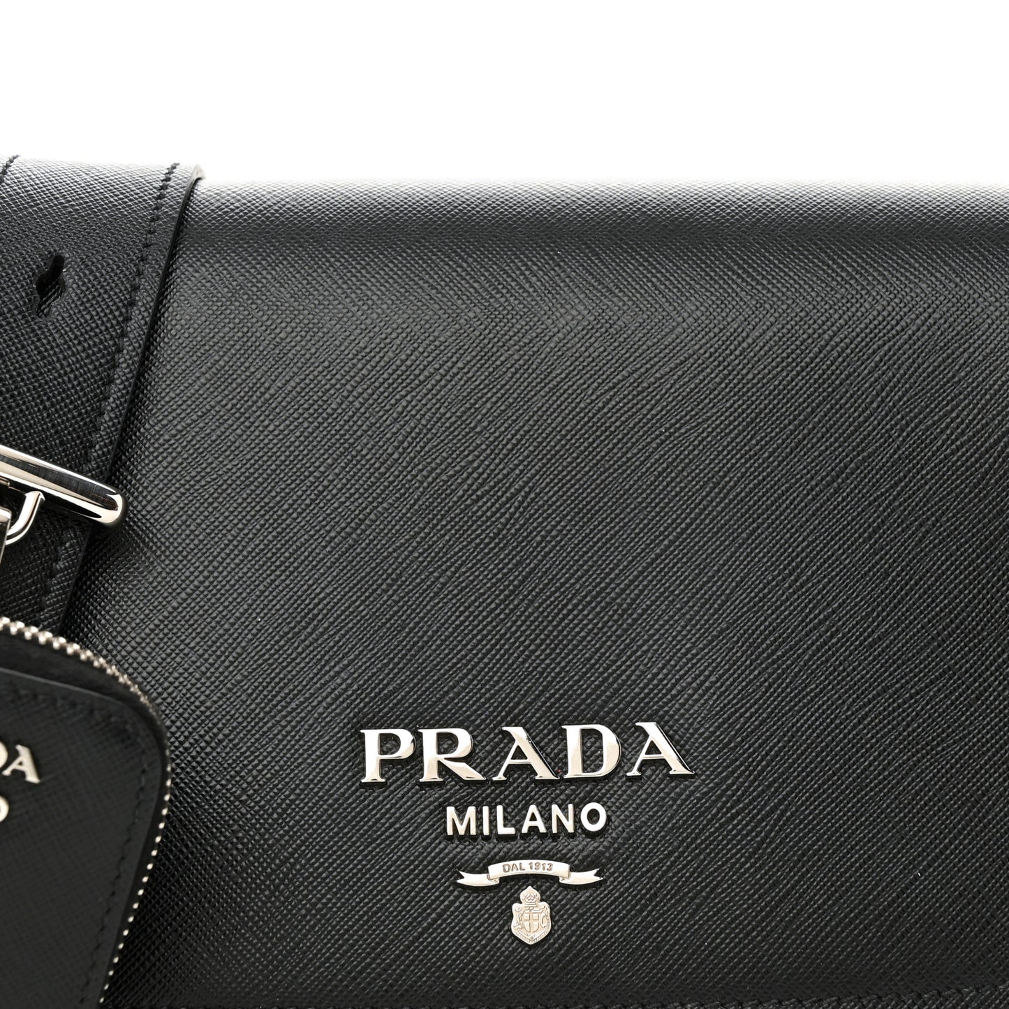Saffiano Flap Shoulder Bag Black
