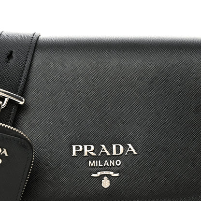 Prada Saffiano Flap Shoulder Bag Black 8 of 13