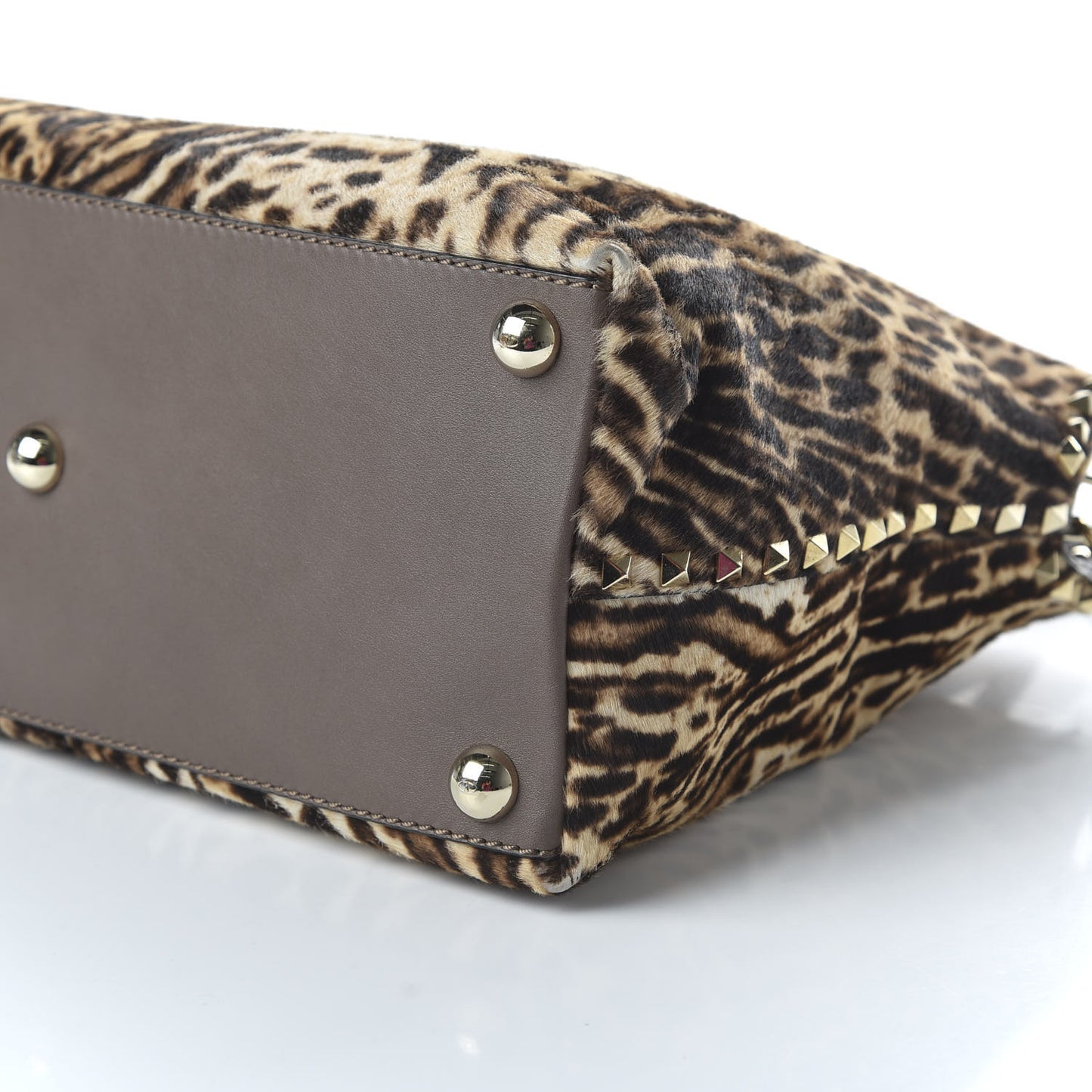 Calf Hair Cavallino Animal Rockstud Dome Satchel Leopard