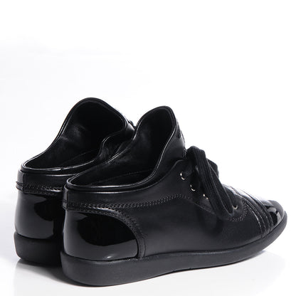 Chanel Lambskin Patent Cap Toe CC Sneakers 35 Black 4 of 6