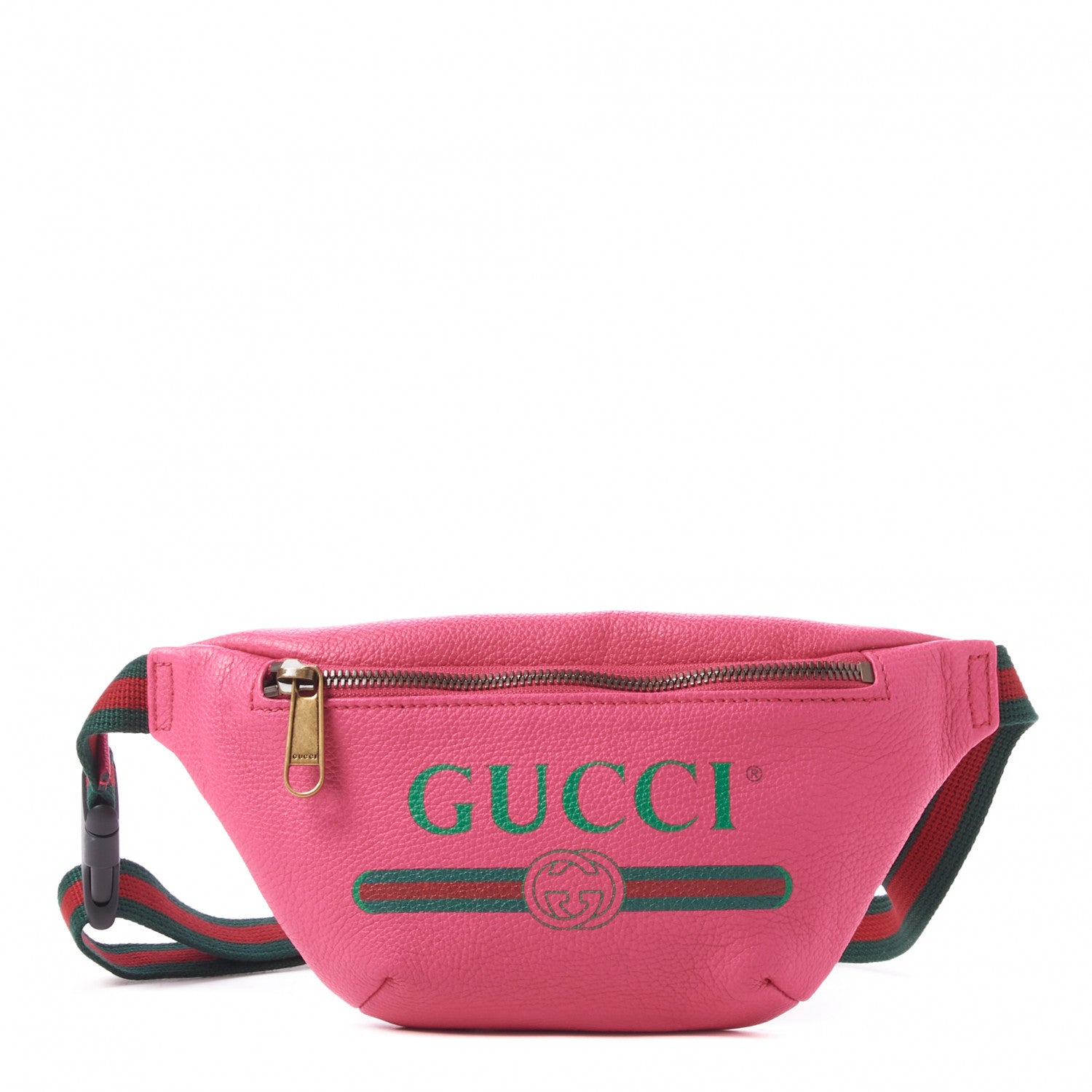 Gucci Grained Calfskin Small Logo Belt Bag Box Pink Green 1 of 9