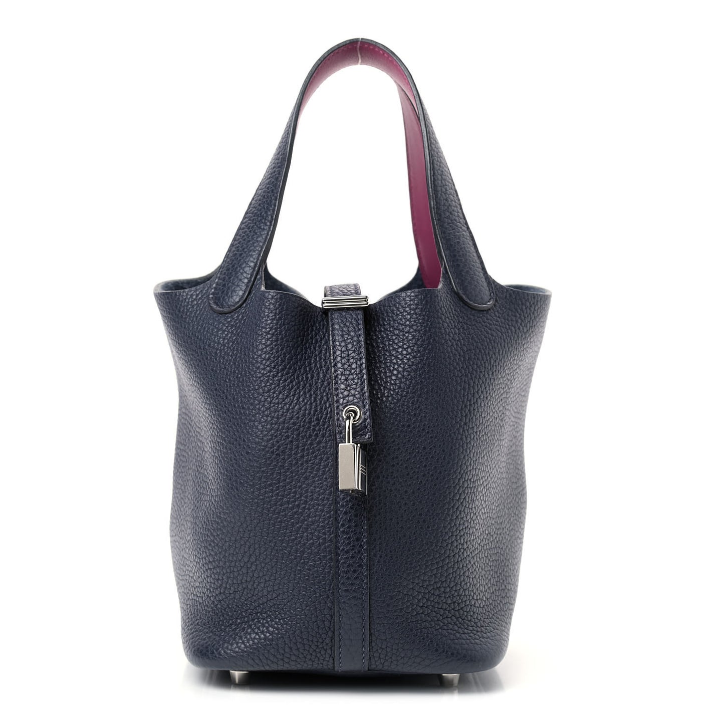 Taurillon Clemence Swift Eclat Picotin Lock 18 PM Bleu Nuit Rose Pourpre
