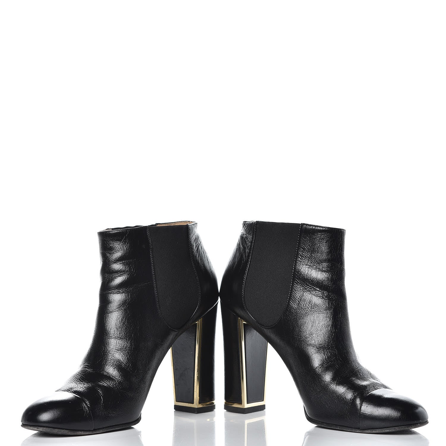 Chanel Crinkled Calfskin Cap Toe CC Short Ankle Boots 39 Black 5 of 12