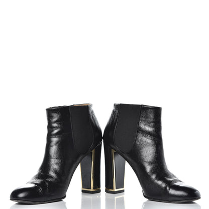 Chanel Crinkled Calfskin Cap Toe CC Short Ankle Boots 39 Black 5 of 12