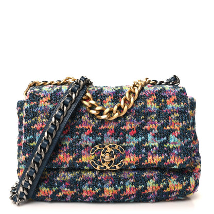 Chanel Tweed Quilted Medium Chanel 19 Flap Dark Multicolor 1 of 10