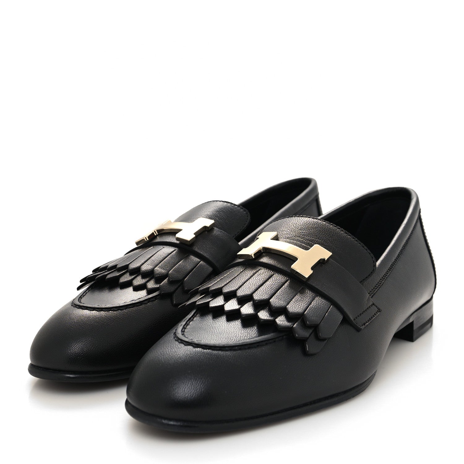 Hermes Goatskin Womens Royal Loafers 36 Black 3 of 8