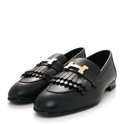 Hermes Goatskin Womens Royal Loafers 36 Black 3 of 8