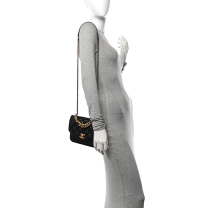 Chanel Calfskin Caviar Quilted Mini Chain Handle Flap Black 2 of 12