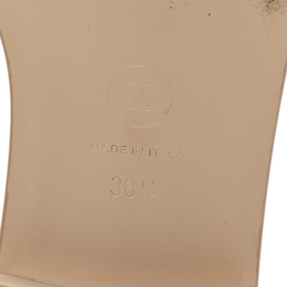 Chanel Calfskin Patent Calfskin Logo Mules 38.5 Beige 7 of 9