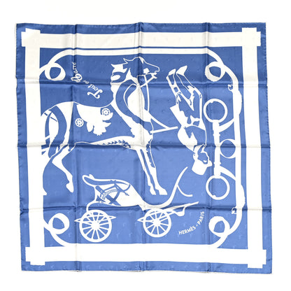 Hermes Silk Tete De Cheval Tout En Carre Scarf 90 Bleu Lavande Blanc 1 of 6