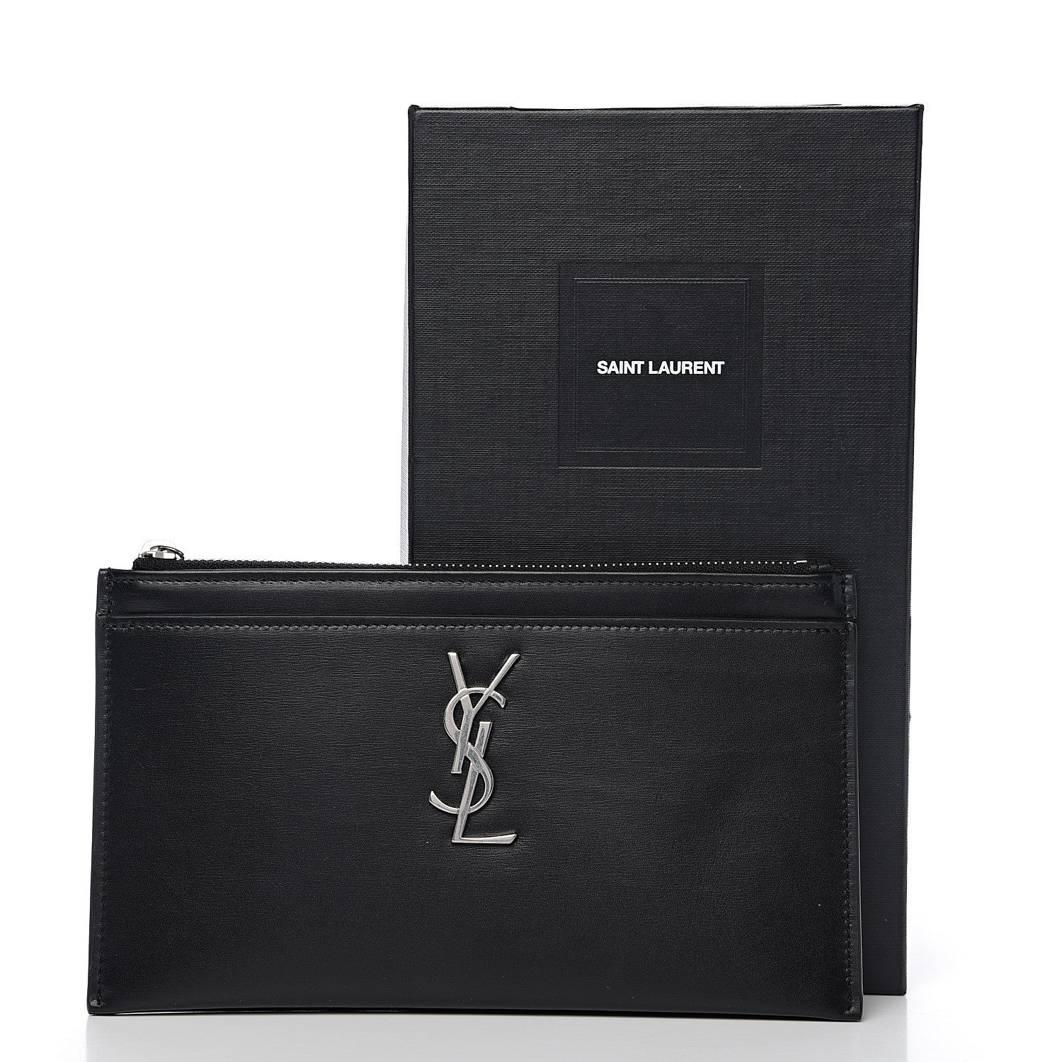 Saint Laurent Smooth Calfskin Monogram Zip Bill Pouch Black 7 of 7