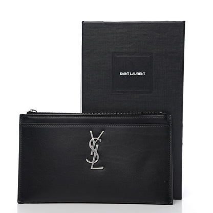 Saint Laurent Smooth Calfskin Monogram Zip Bill Pouch Black 7 of 7