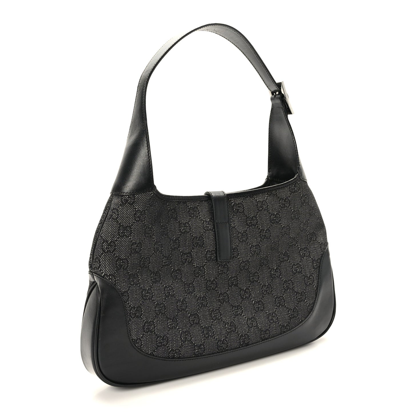 Denim Monogram Small Jackie O Hobo Black