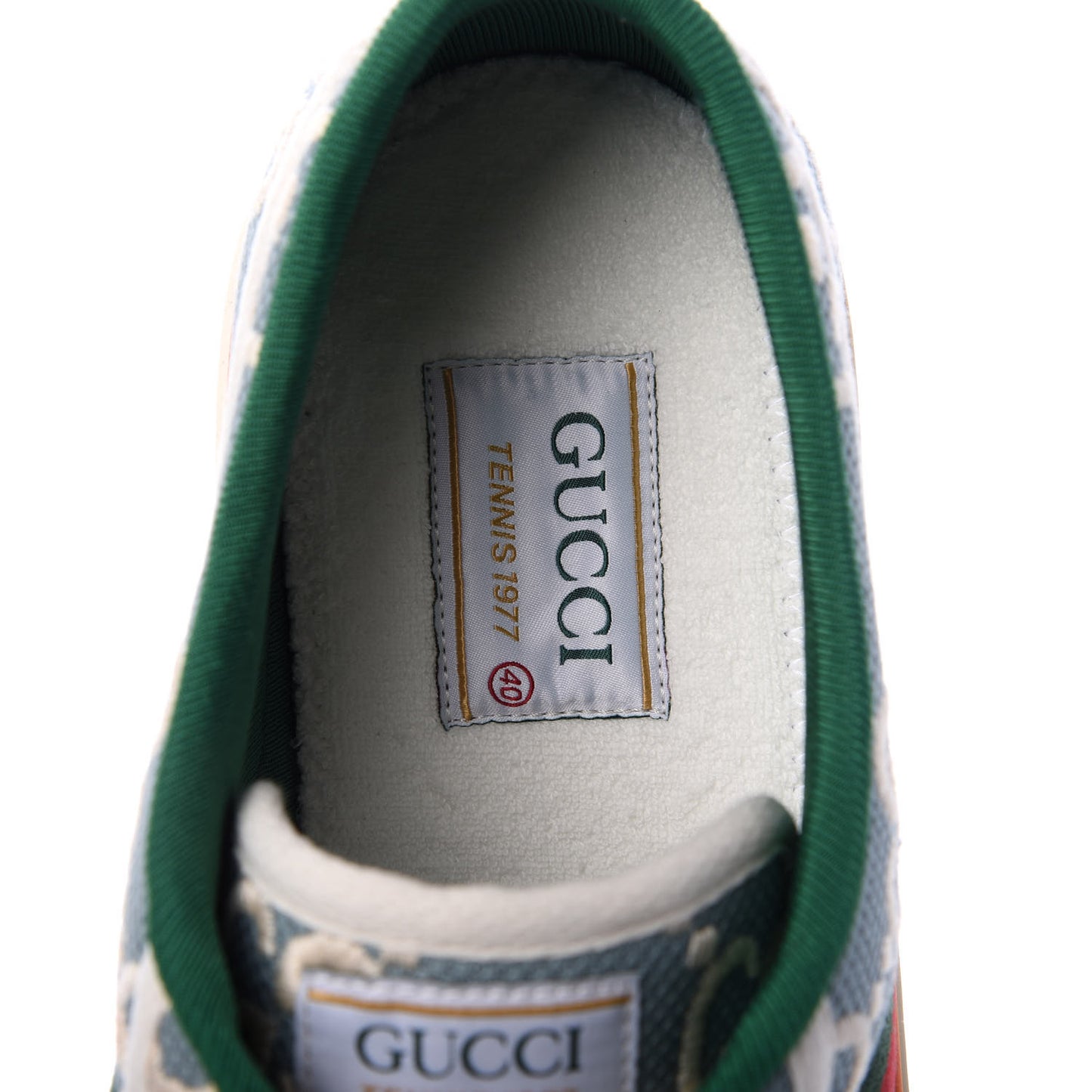 Cotton GG Monogram Web Womens 1977 Tennis Sneakers 40 Philod Ivory Mystic White