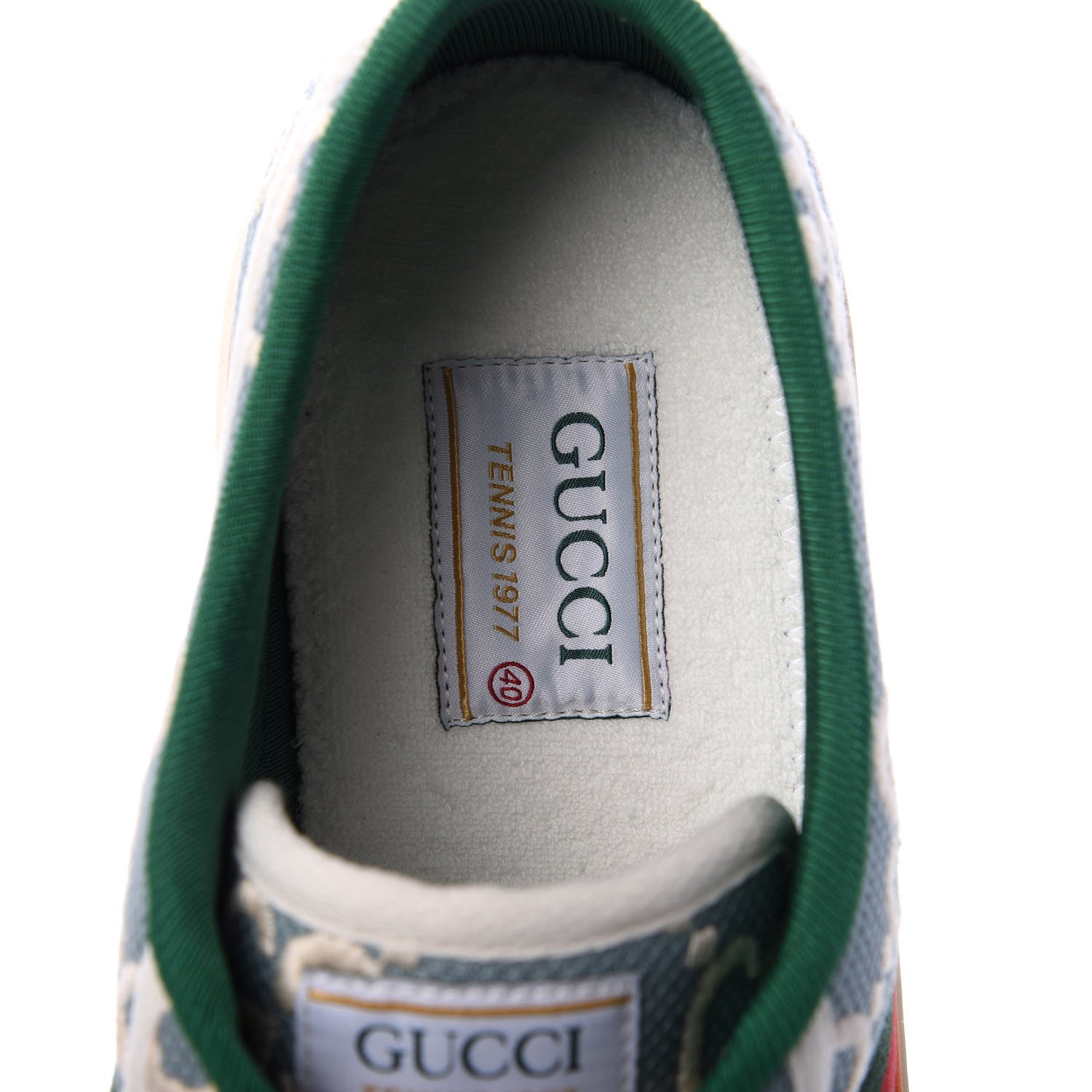 Gucci Cotton GG Monogram Web Womens 1977 Tennis Sneakers 40 Philod Ivory Mystic White 5 of 7