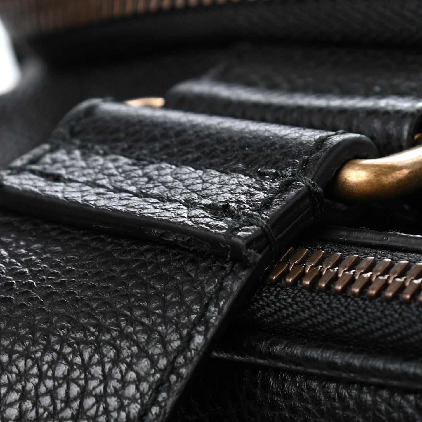 Grained Calfskin Logo Duffle Bag Black