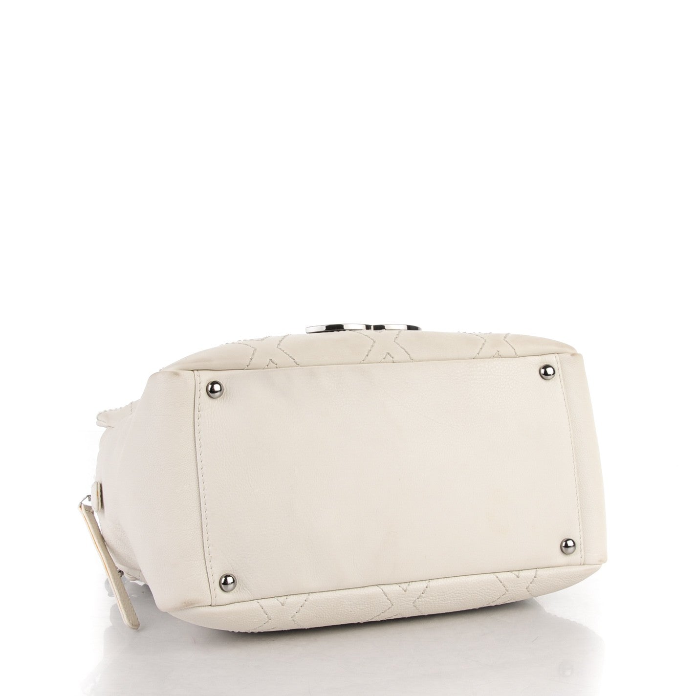 Chanel Calfskin Small Diamond Stitch Tote White 4 of 8