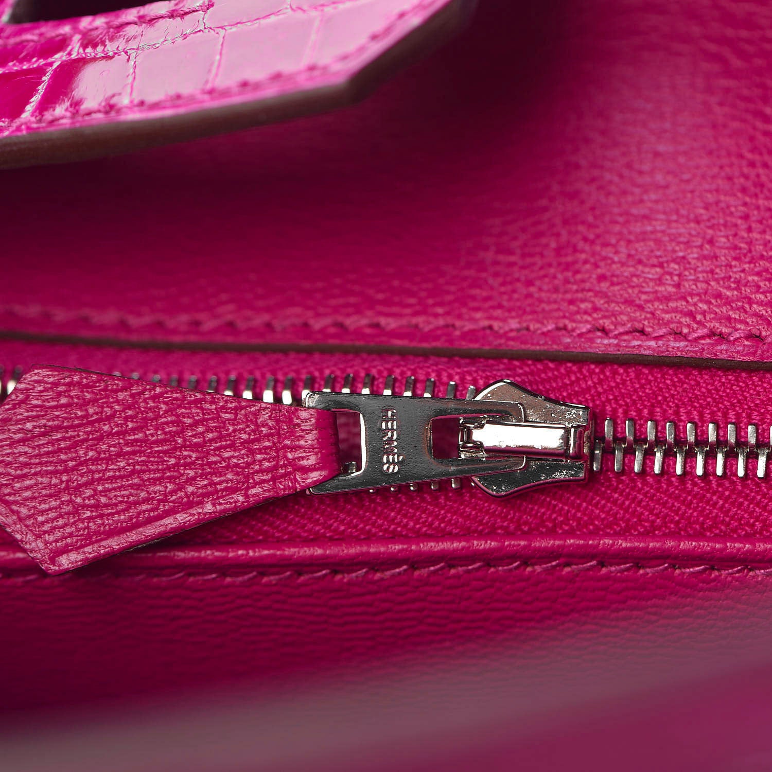 Hermes Shiny Niloticus Crocodile Birkin 25 Rose Scheherazade 26 of 29