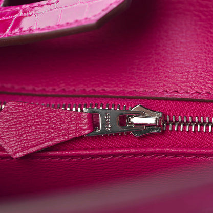 Hermes Shiny Niloticus Crocodile Birkin 25 Rose Scheherazade 26 of 29