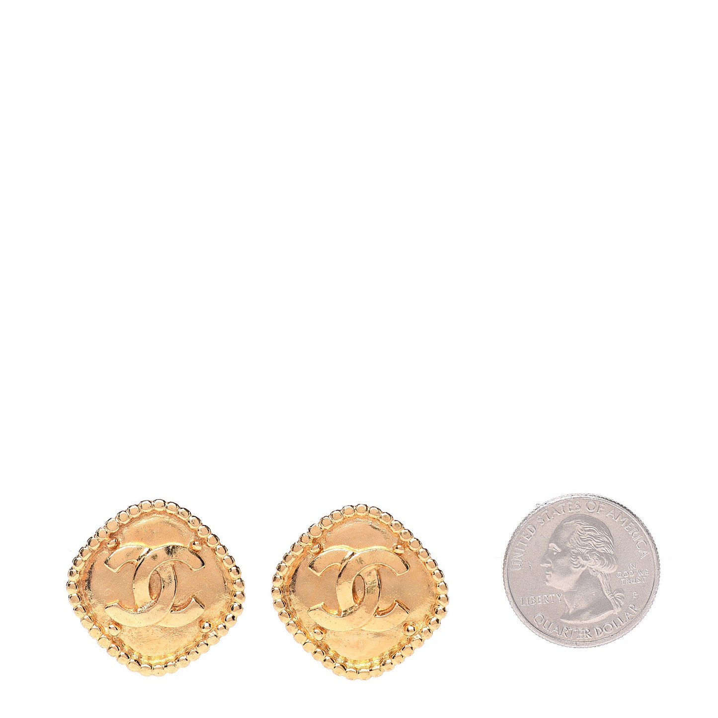 CC Diamond Shaped Clip On Earrings Gold