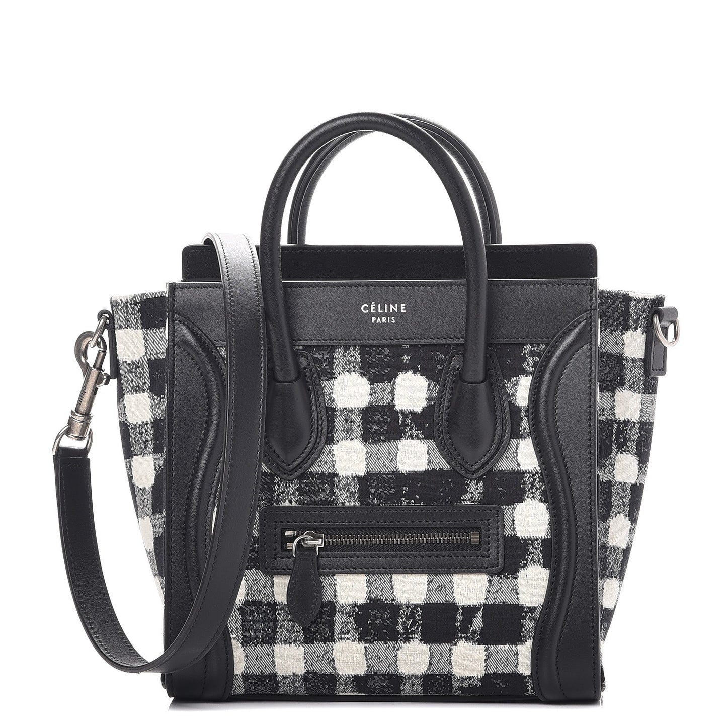 Canvas Calfskin Nano Luggage White Black