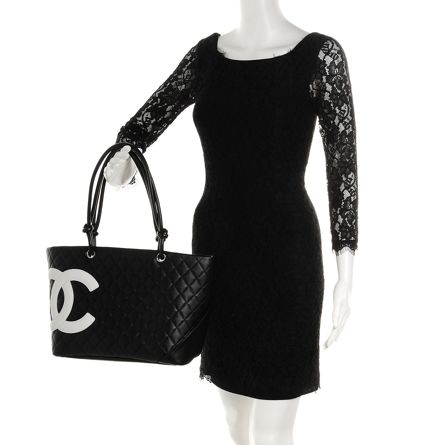 Chanel Calfskin Quilted Large Cambon Tote Black White 2 of 7